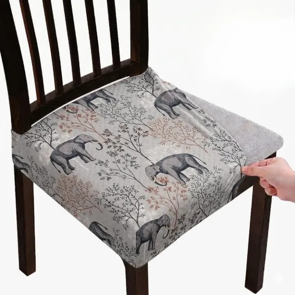 Polycotton_Stretchable_Grey_Elephant_Print_Dining_Chair_Covers