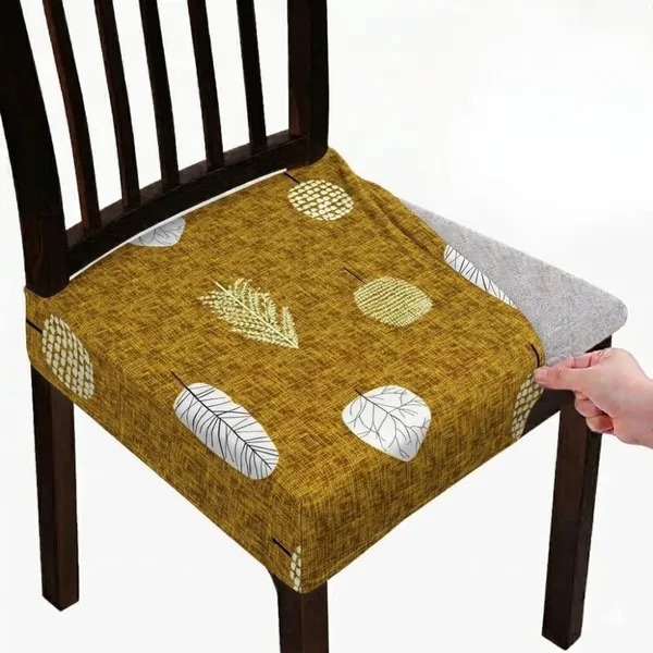 Polycotton_Stretchable_Golden_Leaf_Print_Dining_Chair_Covers