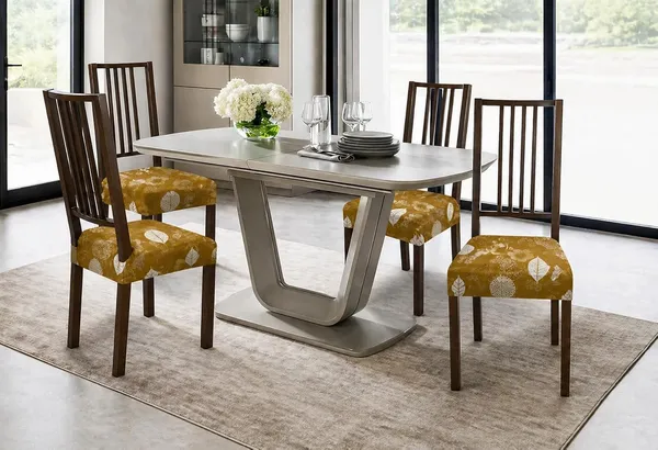 Polycotton_Stretchable_Golden_Leaf_Print_Dining_Chair_Covers