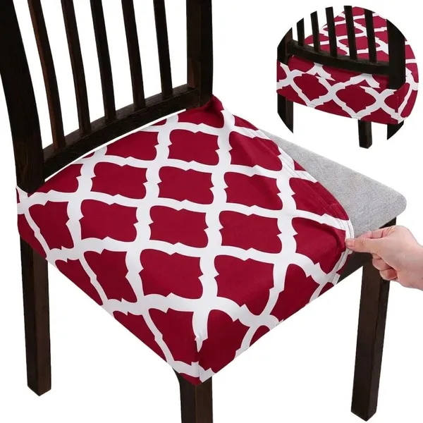 Polycotton_Stretchable_Red_Diamond_Print_Dining_Chair_Covers_Set_Of_4