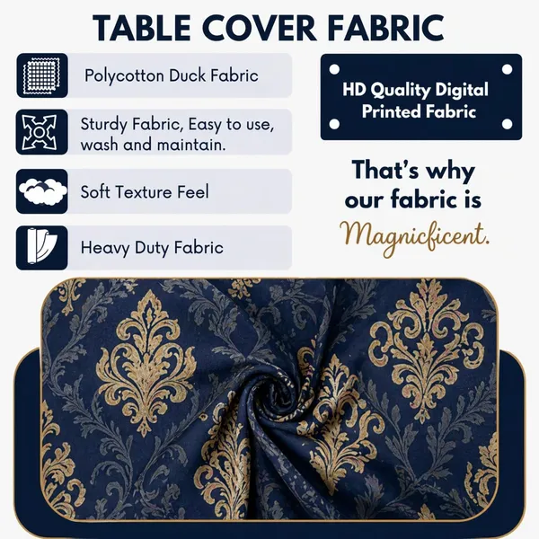 Polycotton_Dining_Brown_Damask_4_Seater_Table_Cover_With_Chair_Covers