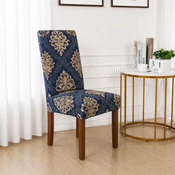 Polycotton_Dining_Brown_Damask_4_Seater_Table_Cover_With_Chair_Covers