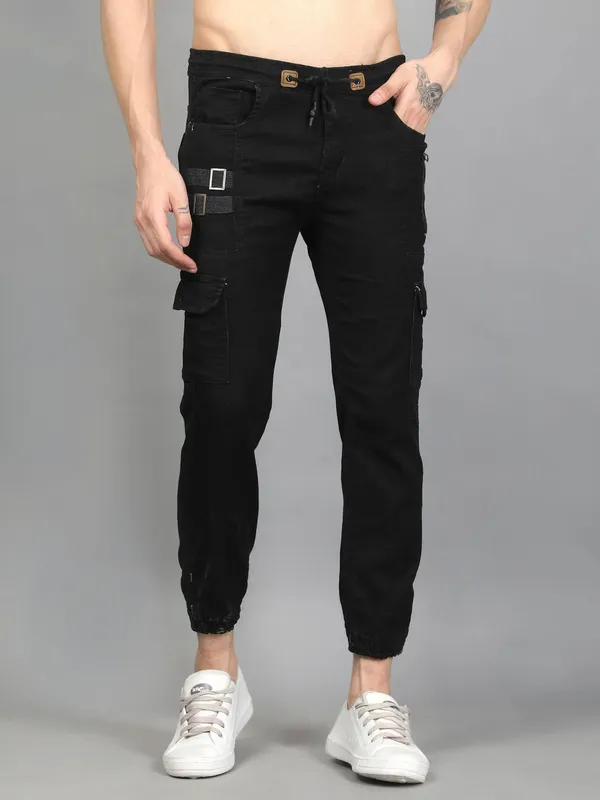 Black_Cotton_Lycra_Cargos_For_Men