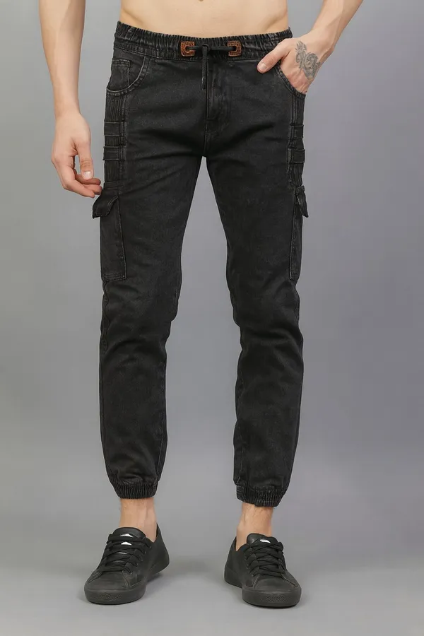 Black_Cotton_Blend_Jogger_Fit_Multi-Pocket_Cargos_For_Men