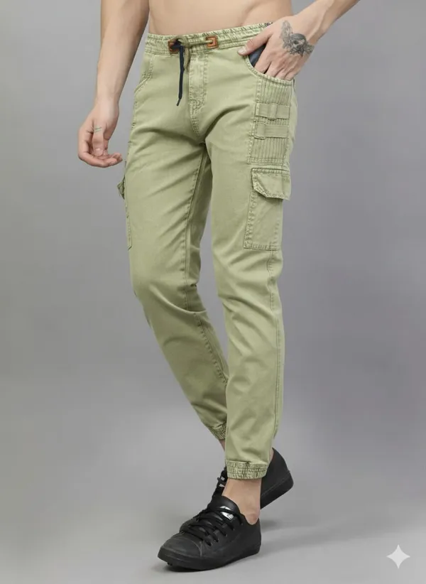 Green_Cotton_Blend_Jogger_Fit_Cargos_For_Men