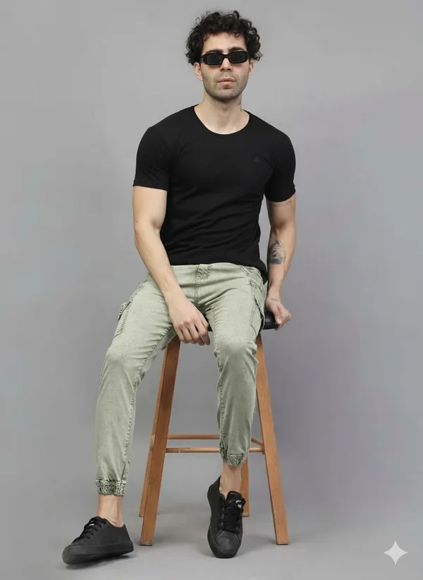 Green_Cotton_Blend_Jogger_Fit_Cargos_For_Men