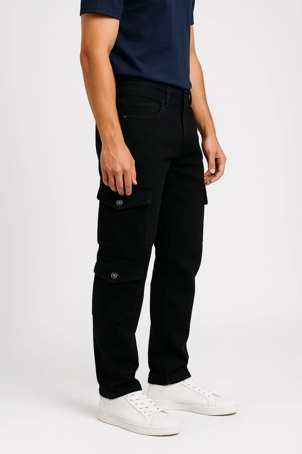 Black_Cotton_Blend_Comfort_Fit_Cargos_For_Men