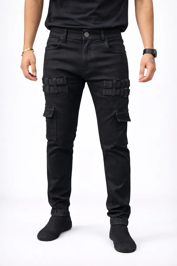 Black_Cotton_Blend_Slim_Fit_Cargos_For_Men