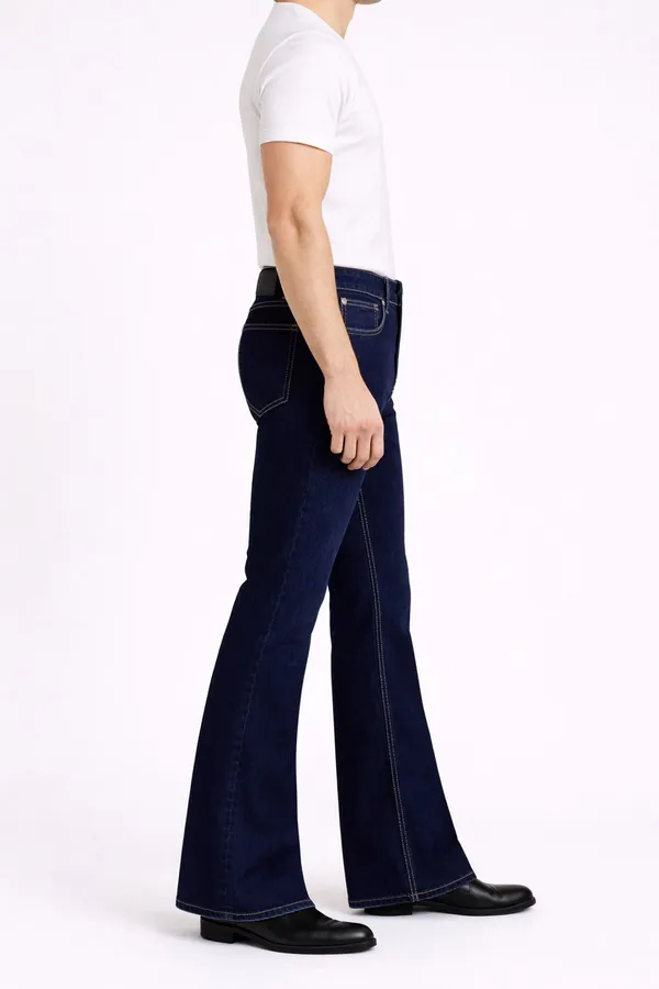 Dark_Blue_Denim_Flared_Fit_Bootcut_Jeans_For_Men