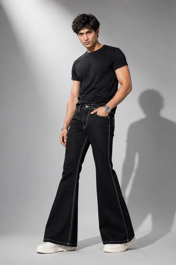 TRIMTED_Men_Black_Bootcut_Jeans
