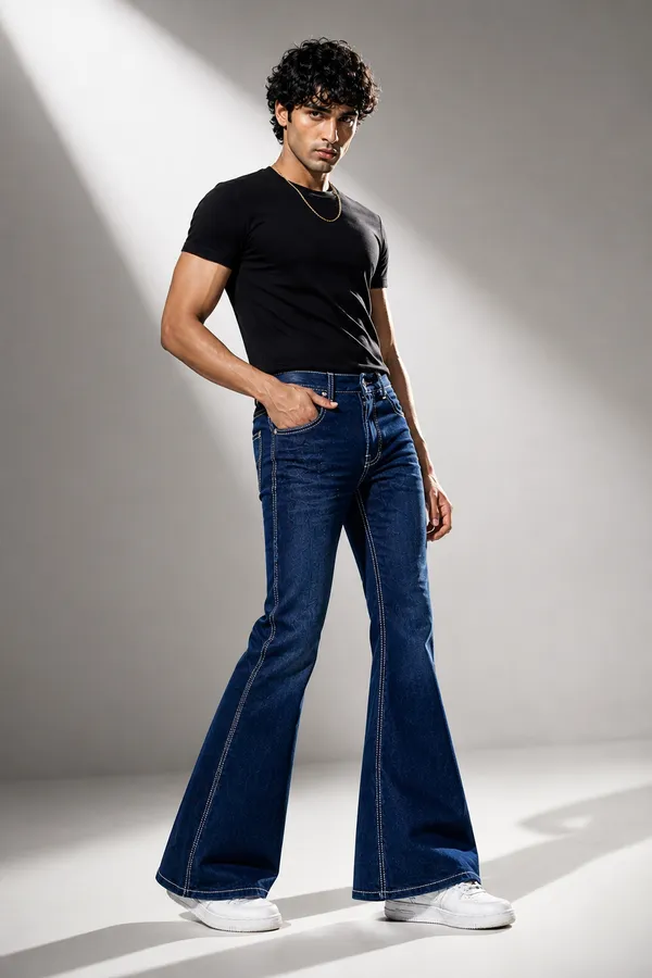 TRIMTED_Men__BLUE__Bootcut_Jeans