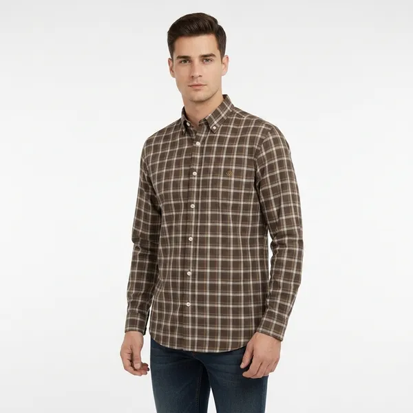 Brown_Blended_Cotton_Shirt_For_Men
