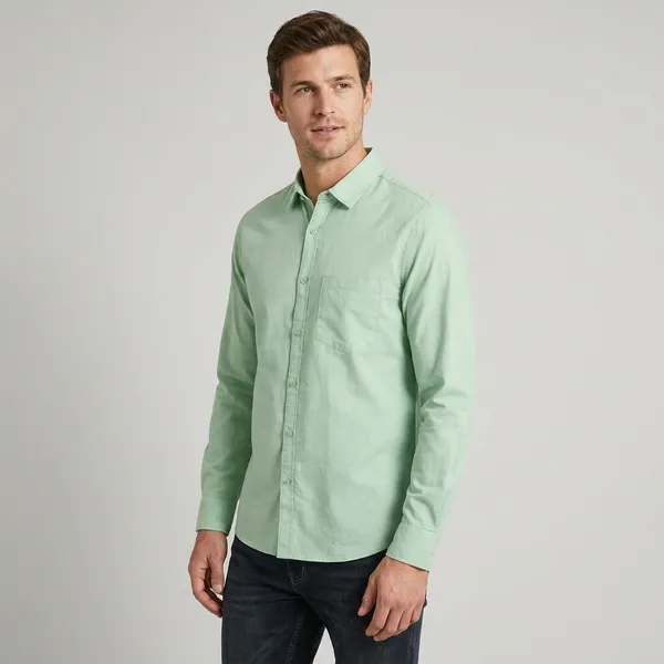 Mint_Green_Blended_Cotton_Shirt_For_Men