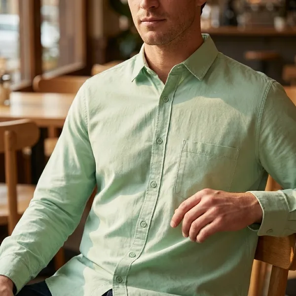 Mint_Green_Blended_Cotton_Shirt_For_Men