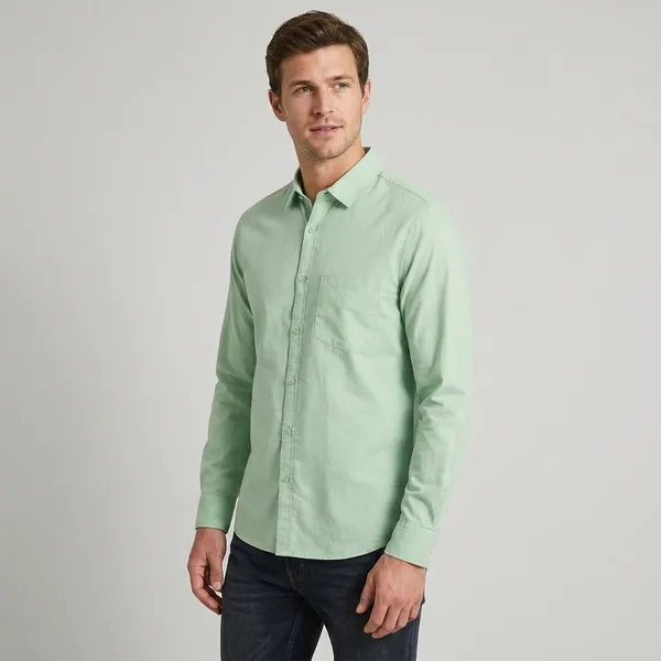 Mint_Green_Blended_Cotton_Shirt_For_Men
