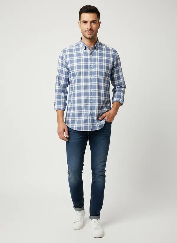 Blue_And_White_Blended_Cotton_Shirt_For_Men