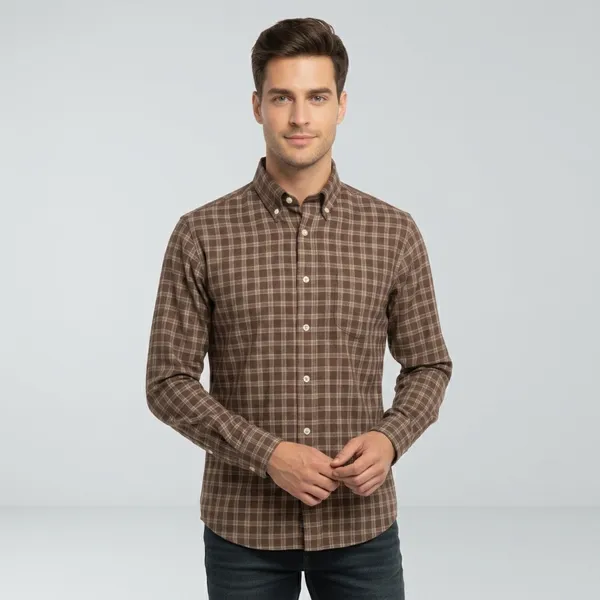 Brown_Blended_Cotton_Shirt_For_Men