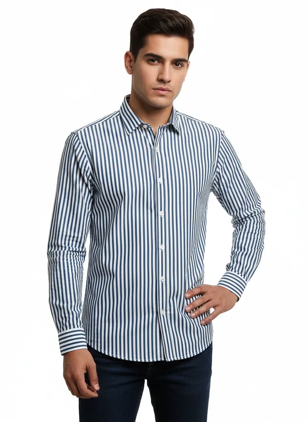 Blue_And_White_Blended_Cotton_Shirt_For_Men