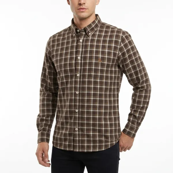 Brown_Blended_Cotton_Shirt_For_Men
