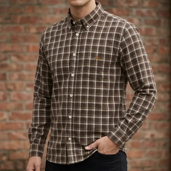 Brown_Blended_Cotton_Shirt_For_Men