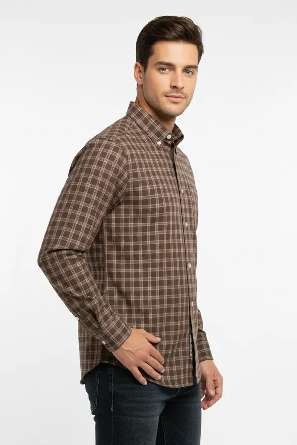 Brown_Blended_Cotton_Shirt_For_Men
