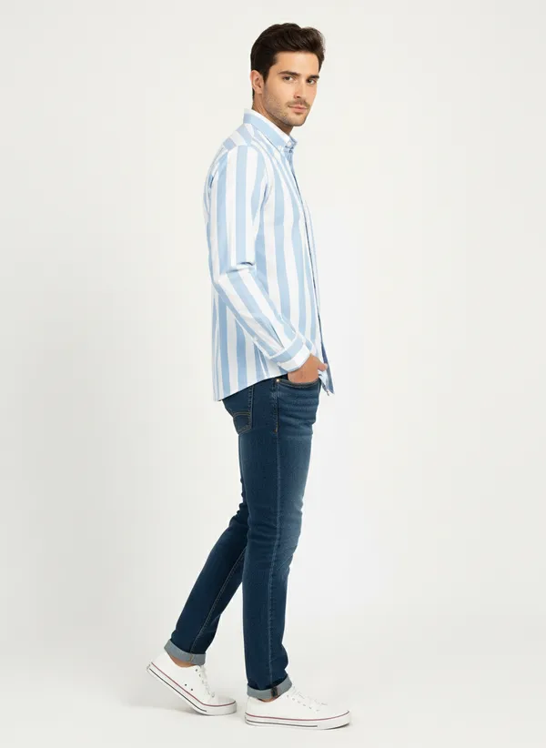 Blue_And_White_Blended_Cotton_Shirt_For_Men