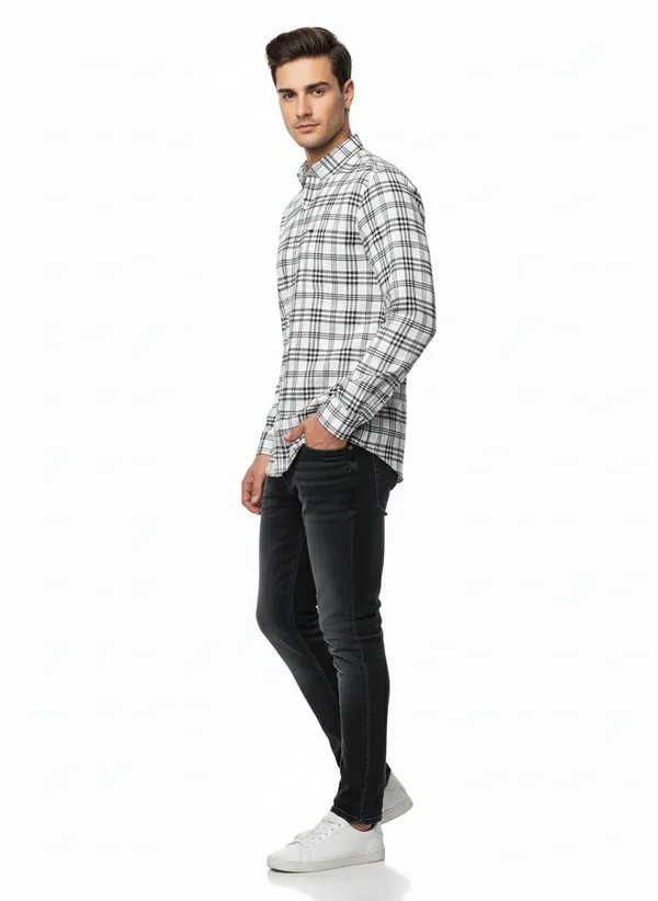 White_And_Black_Blended_Cotton_Shirt_For_Men