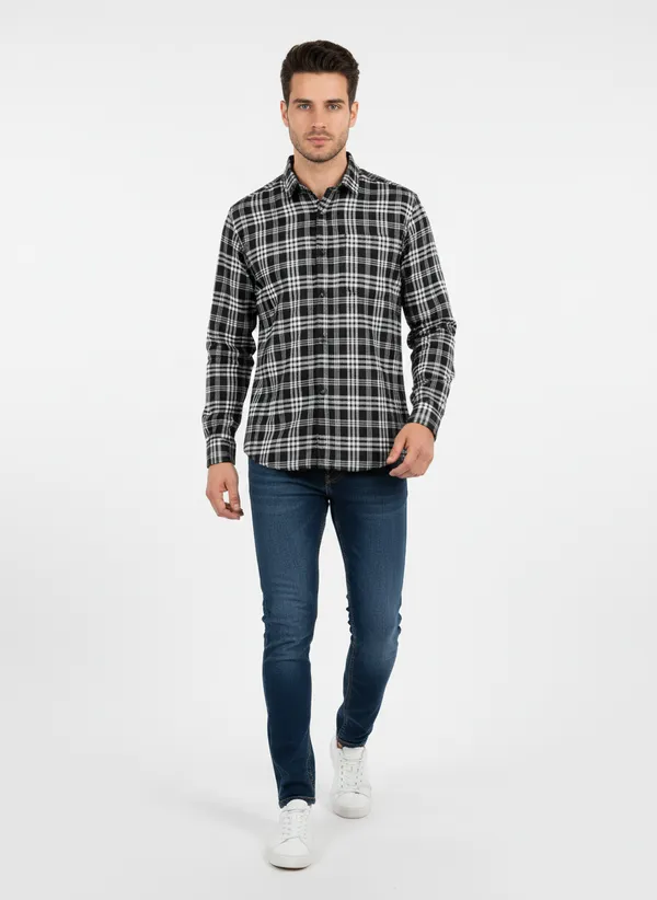 Black_And_White_Blended_Cotton_Shirt_For_Men