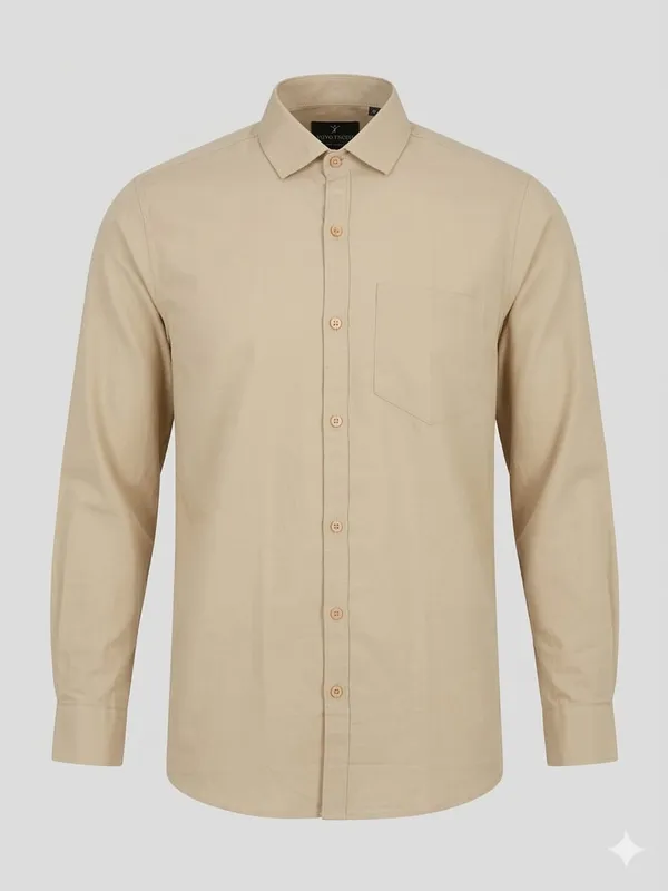 Beige_Blended_Cotton_Shirt_For_Men