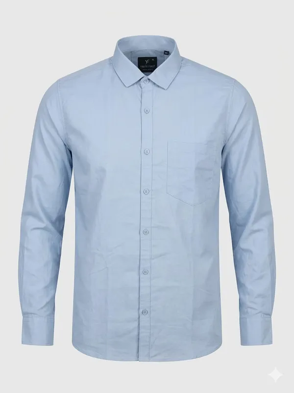 Light_Blue_Blended_Cotton_Shirt_For_Men