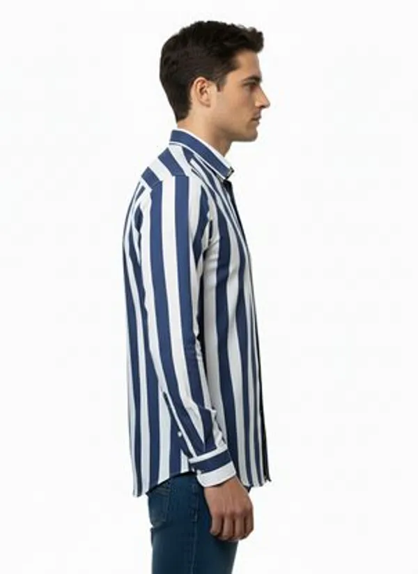Navy_Blue_And_White_Blended_Cotton_Shirt_For_Men