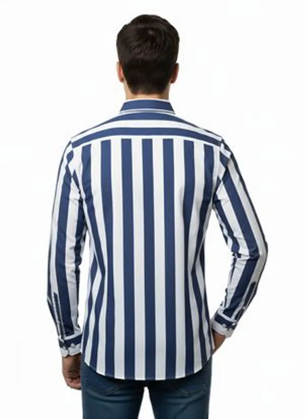 Navy_Blue_And_White_Blended_Cotton_Shirt_For_Men