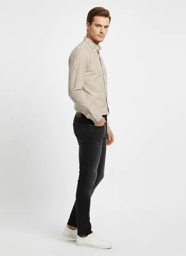 Beige_And_White_Blended_Cotton_Shirt_For_Men