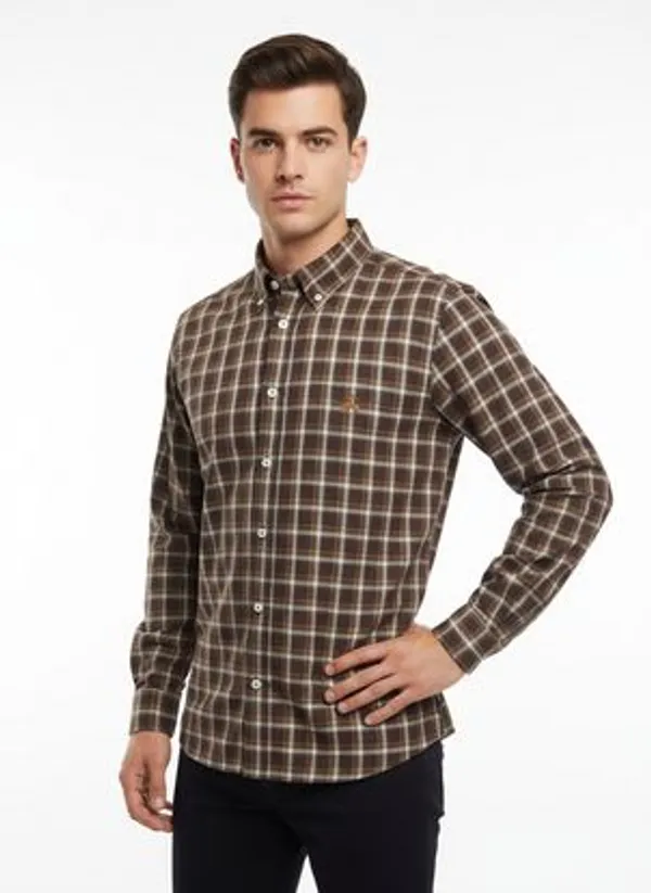 Brown_Blended_Cotton_Shirt_For_Men