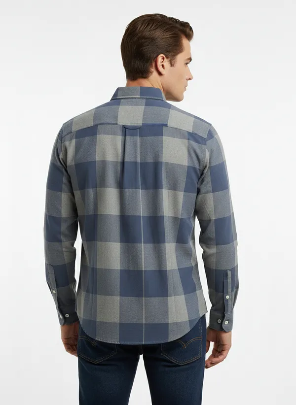 Blue_And_Grey_Blended_Cotton_Shirt_For_Men