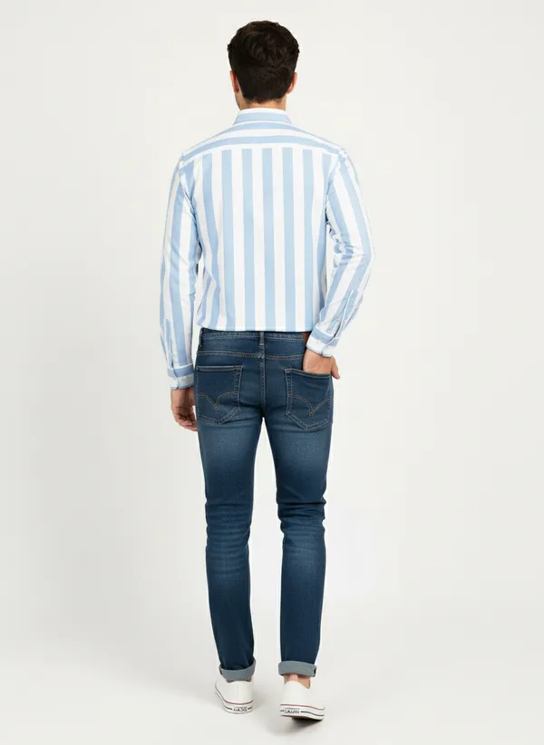 Blue_And_White_Blended_Cotton_Shirt_For_Men