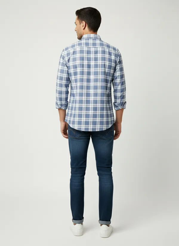 Blue_And_White_Blended_Cotton_Shirt_For_Men