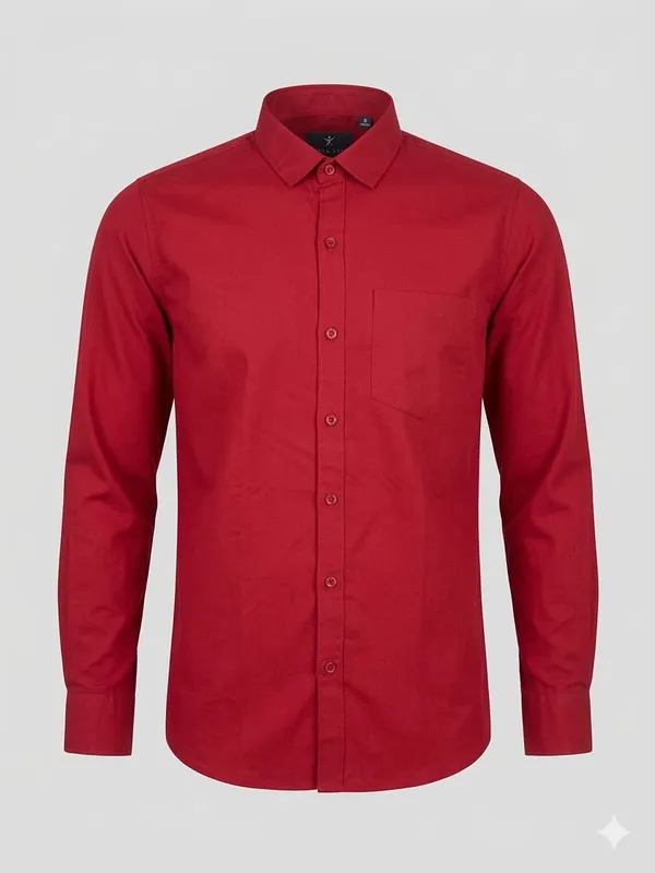 Red_Blended_Cotton_Shirt_For_Men