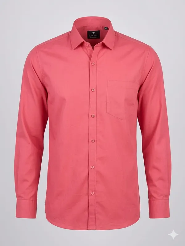 Coral_Pink_Blended_Cotton_Shirt_For_Men