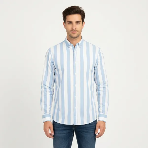 Blue_And_White_Blended_Cotton_Shirt_For_Men