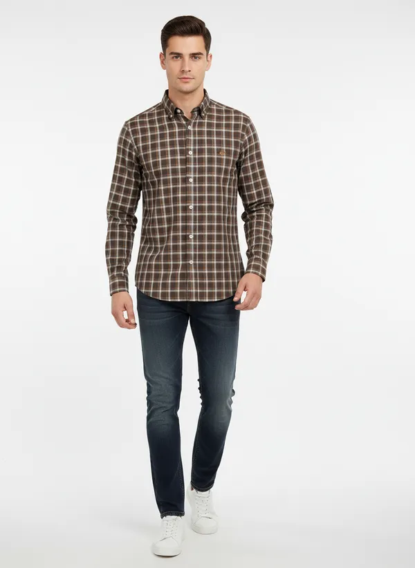 Brown_Blended_Cotton_Shirt_For_Men