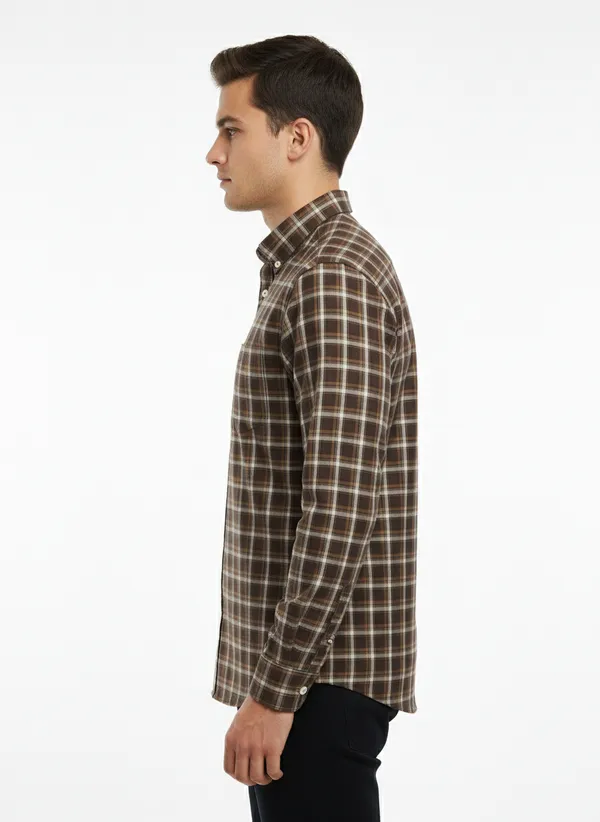 Brown_Blended_Cotton_Shirt_For_Men