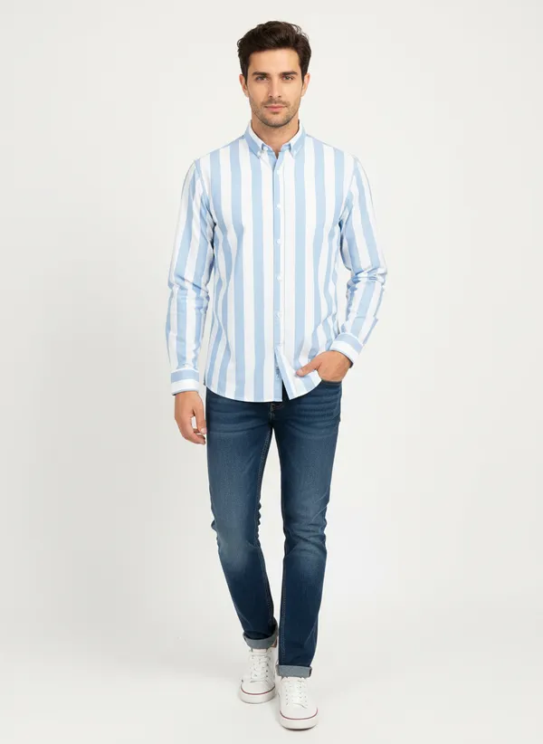 Blue_And_White_Blended_Cotton_Shirt_For_Men