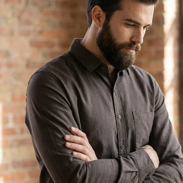 Dark_Grey_Blended_Cotton_Shirt_For_Men