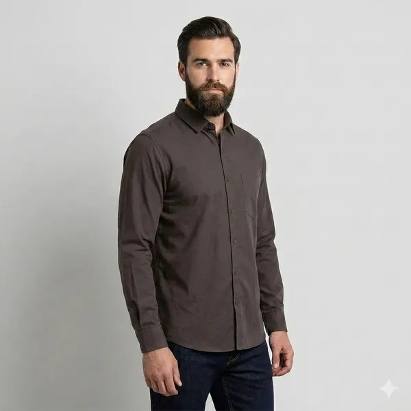 Dark_Grey_Blended_Cotton_Shirt_For_Men