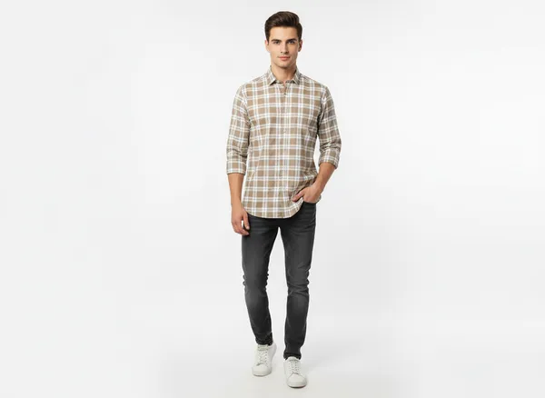 Beige_And_Brown_Blended_Cotton_Shirt_For_Men