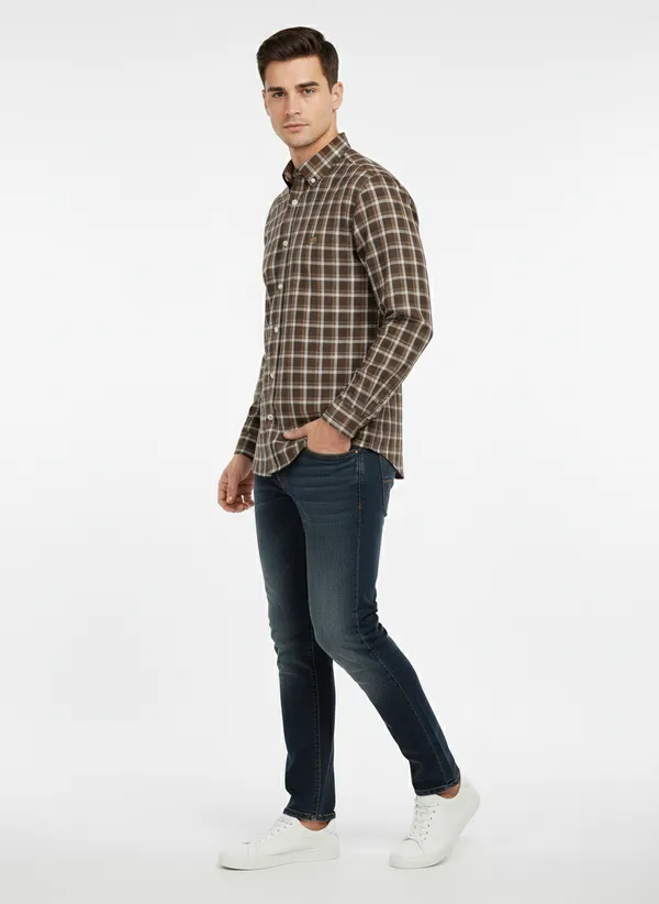 Brown_Blended_Cotton_Shirt_For_Men