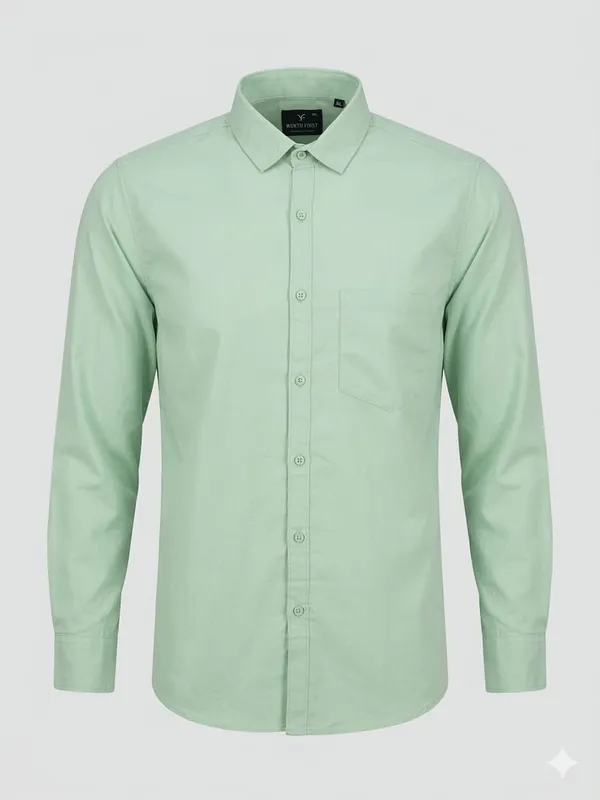 Mint_Green_Blended_Cotton_Shirt_For_Men