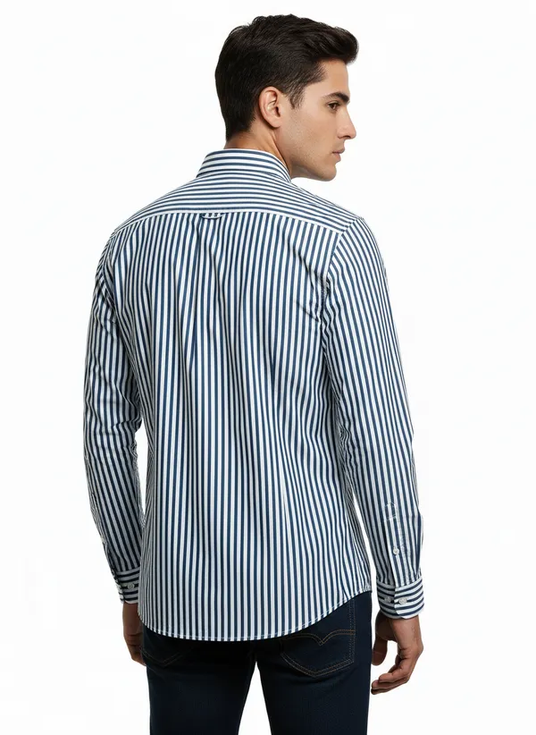 Blue_And_White_Blended_Cotton_Shirt_For_Men