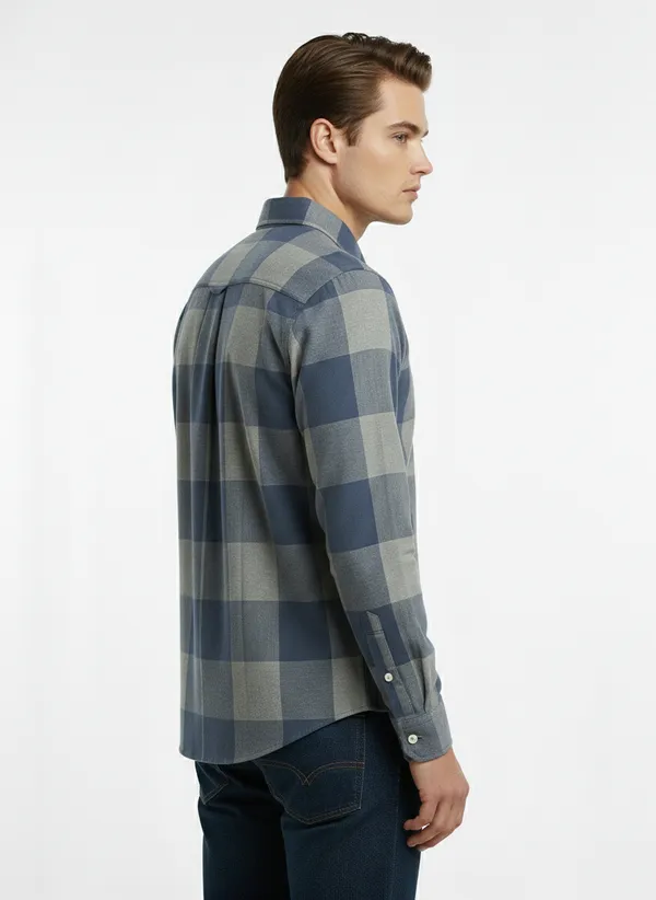 Blue_And_Grey_Blended_Cotton_Shirt_For_Men